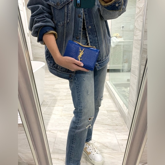 ❌SOLD❌Authentic Saint Laurent Grain De Poudre Small Monogram Kate Bag. - Picture 5 of 14